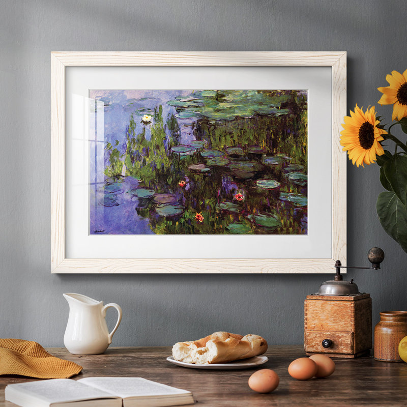 «Gardens» par Monet - reproduction encadrée rustique avec tableau mat, H 28 po x l 42 po, Blanc