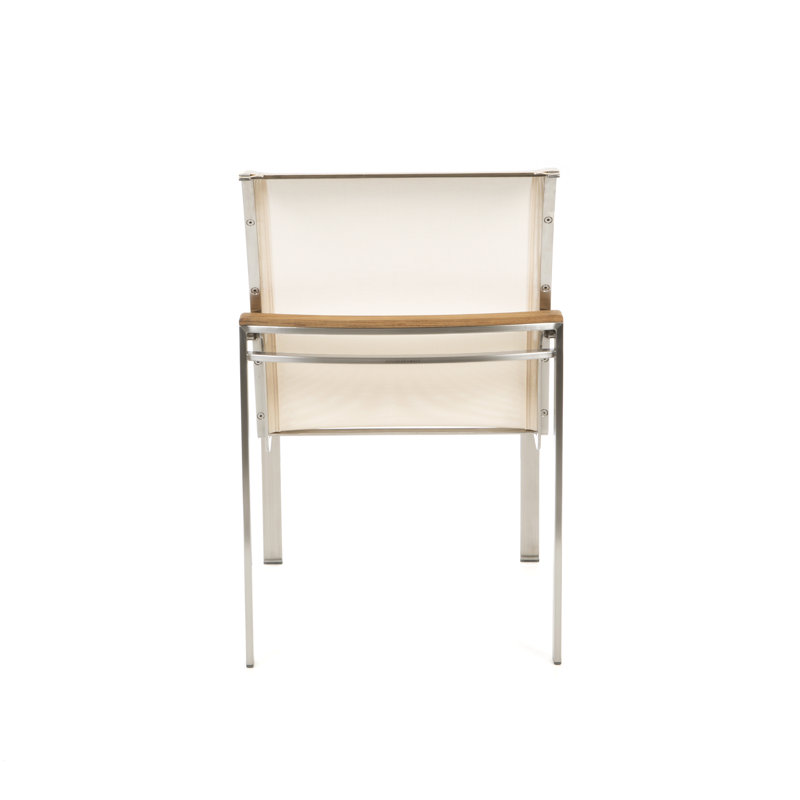 Tivoli Stacking Teak Patio Dining Chair, Cream, No