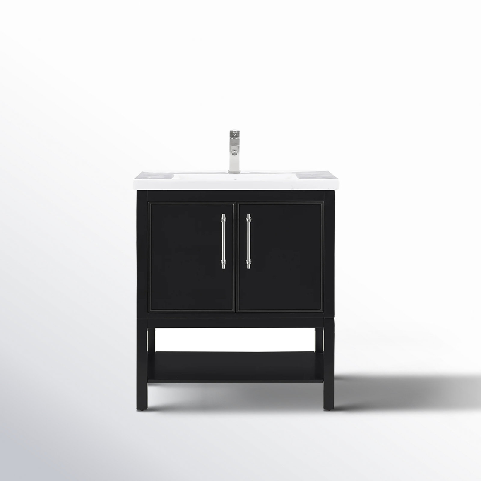 Jewell 30'' Single Bathroom Vanity, Black/Brushed Nickel