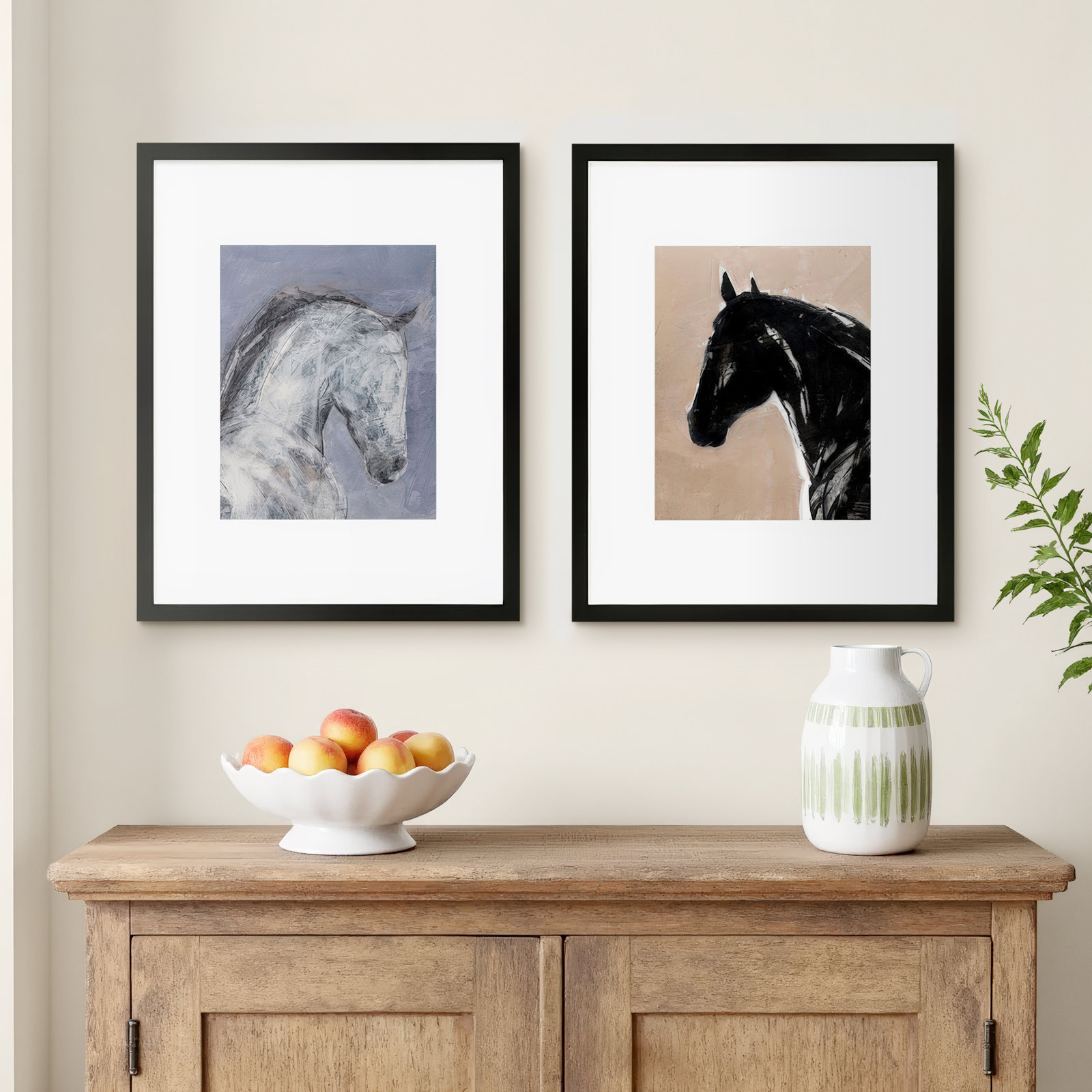 Spirit and Essence 2-Piece Print Set, 25" H x 40" W, Black Framed Paper