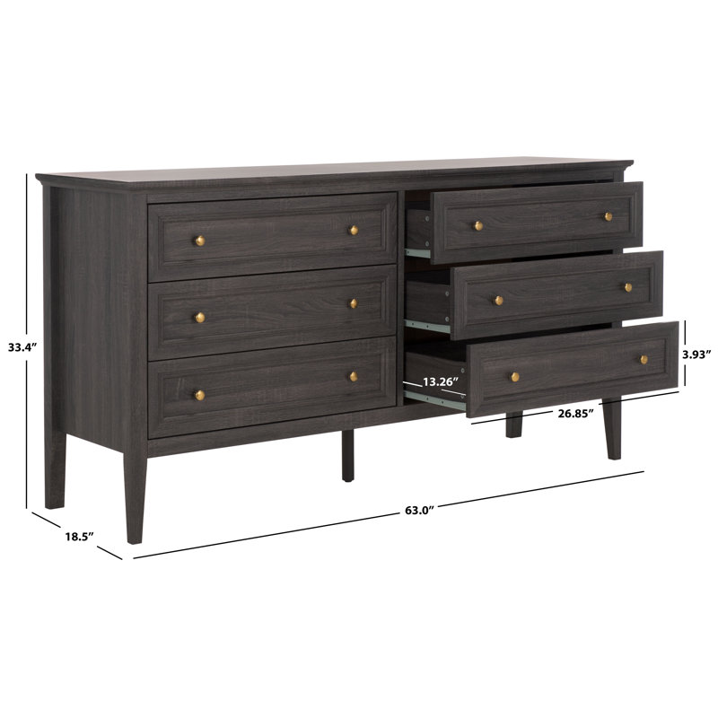 Commode 6 tiroirs Cardae, Noir patiné