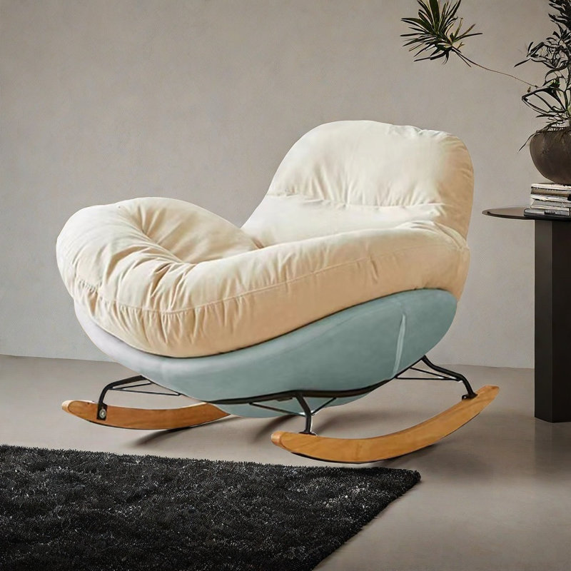 Chaise berçante crème en escargot, Bleu