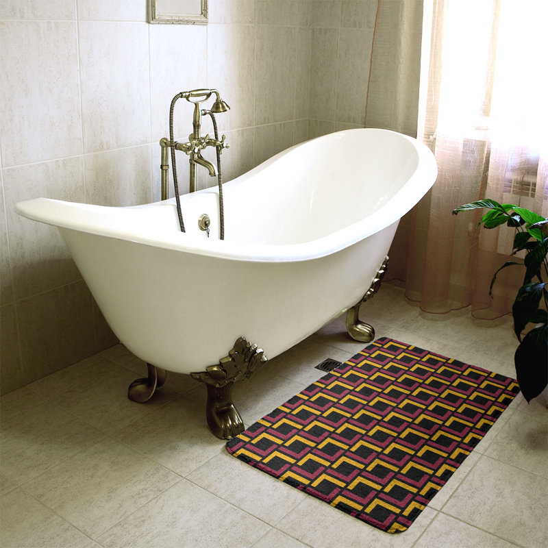 Tapis pour salle de bain Baltimore, l 17 po x L 24 po, Noir / rouge / jaune