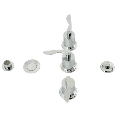Kingston Brass Serena Three-Handle Vertical Spray Bidet Faucet with Brass Pop-Up