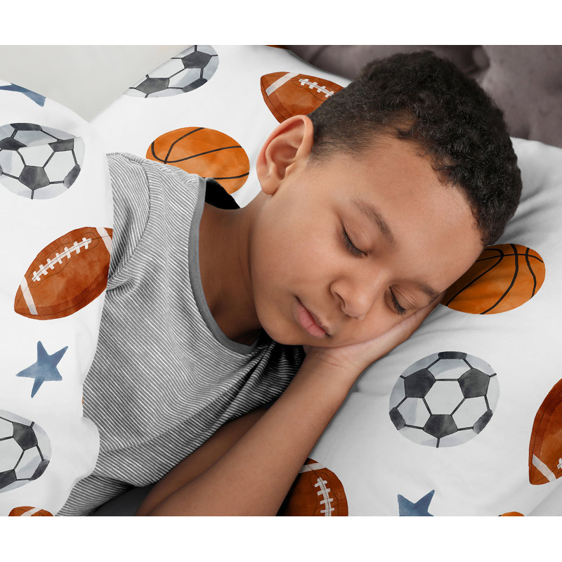 Watercolor Sports Theme Brushed Microfiber 3 Piece Twin Sheet Set