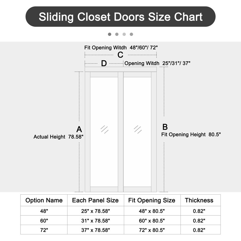 80 in. 1 Lite Mirrored White Sliding Closet Door with Hardware Kit, 2, 48" x 80"