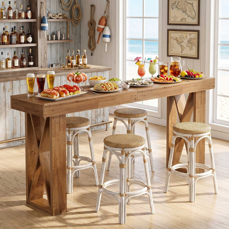 Modern Minimalist MDF Rectangular Pub Table with X-Frame