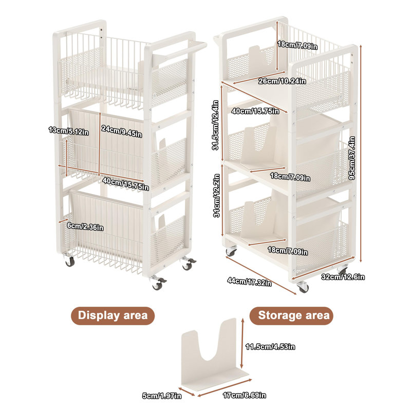 95cm H x 44cm W Book Cart, White
