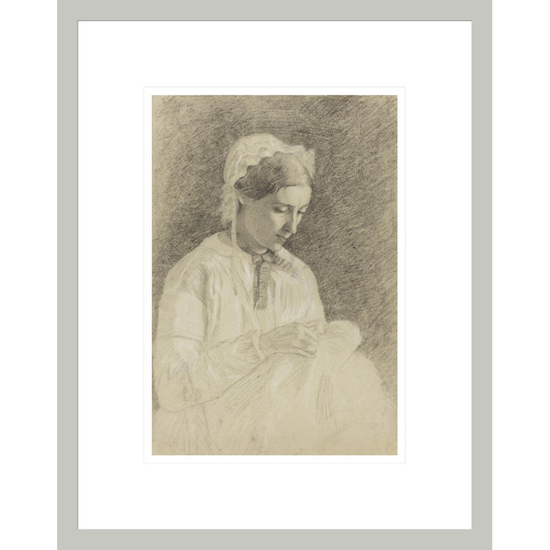 «Woman Embroidering» par Edgar Degas, impression giclée encadrée, H 16,75 po x l 13,24 po