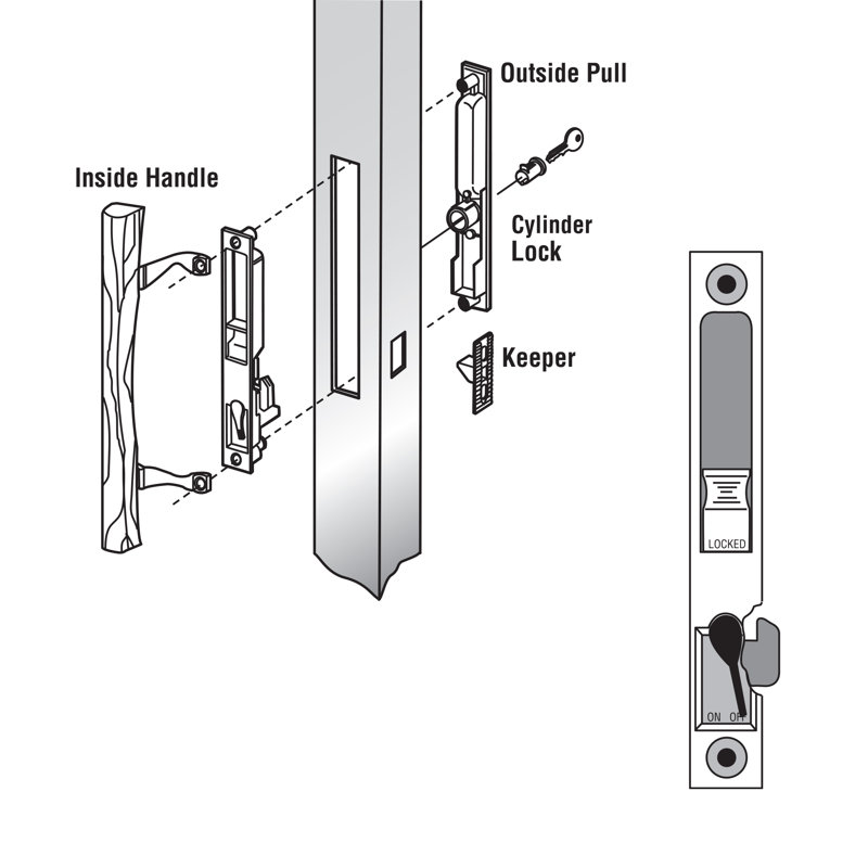Prime-Line Sliding Door Handle, Black, 14.35" H x 4.9" W x 1.55" D