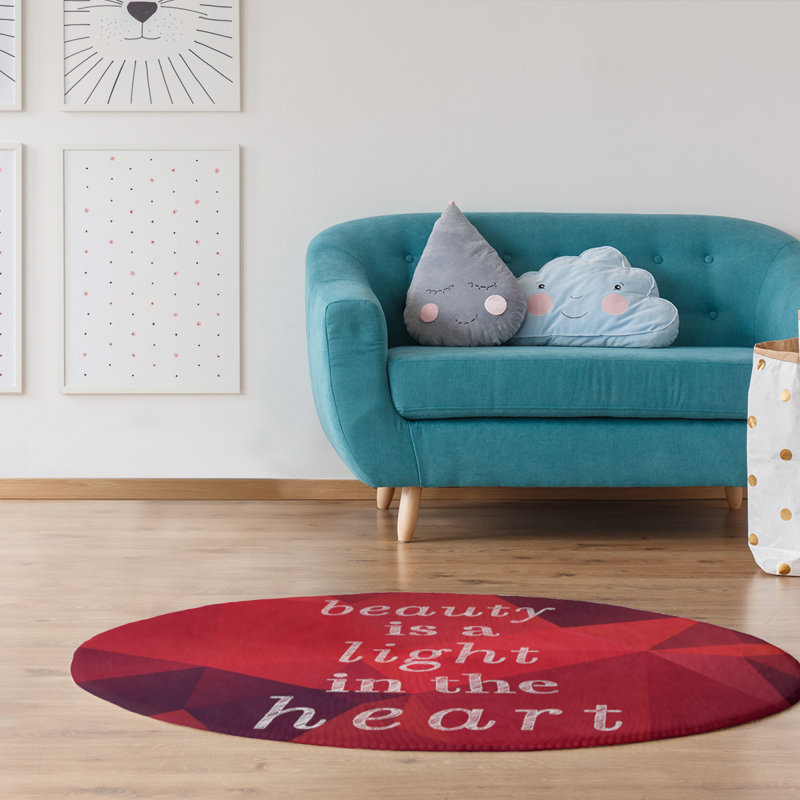 Tapis de beauté en polyester à citation de faux gemme, Rond 5 pi