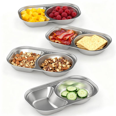 Stainless Steel Plates, Set of 4 (Silver)