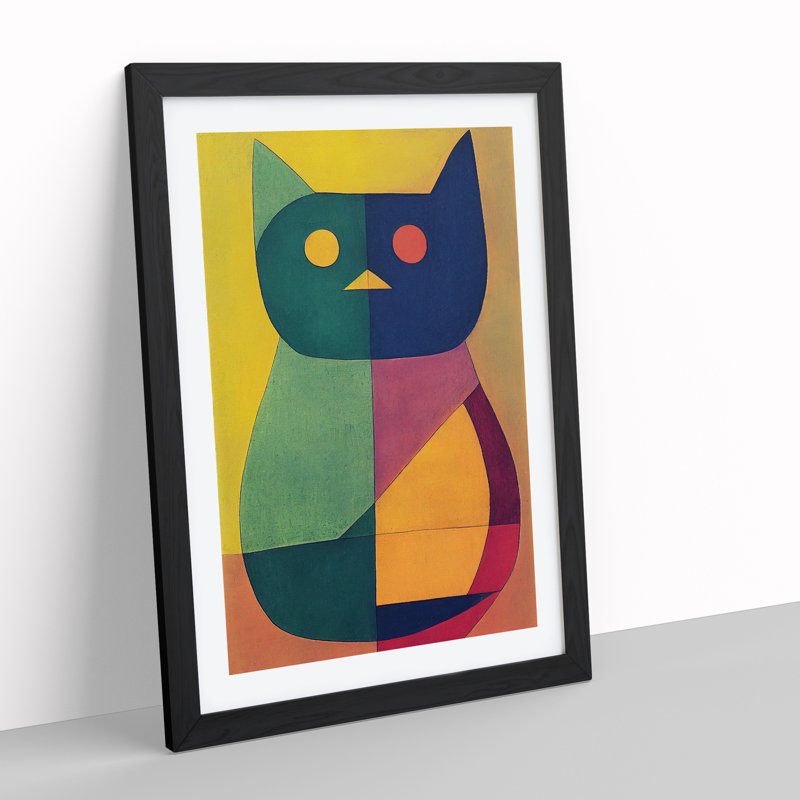 Cat In Abstract No.3 - Single Picture Frame Print, Black Framed, 34cm H x 25cm W x 2cm D