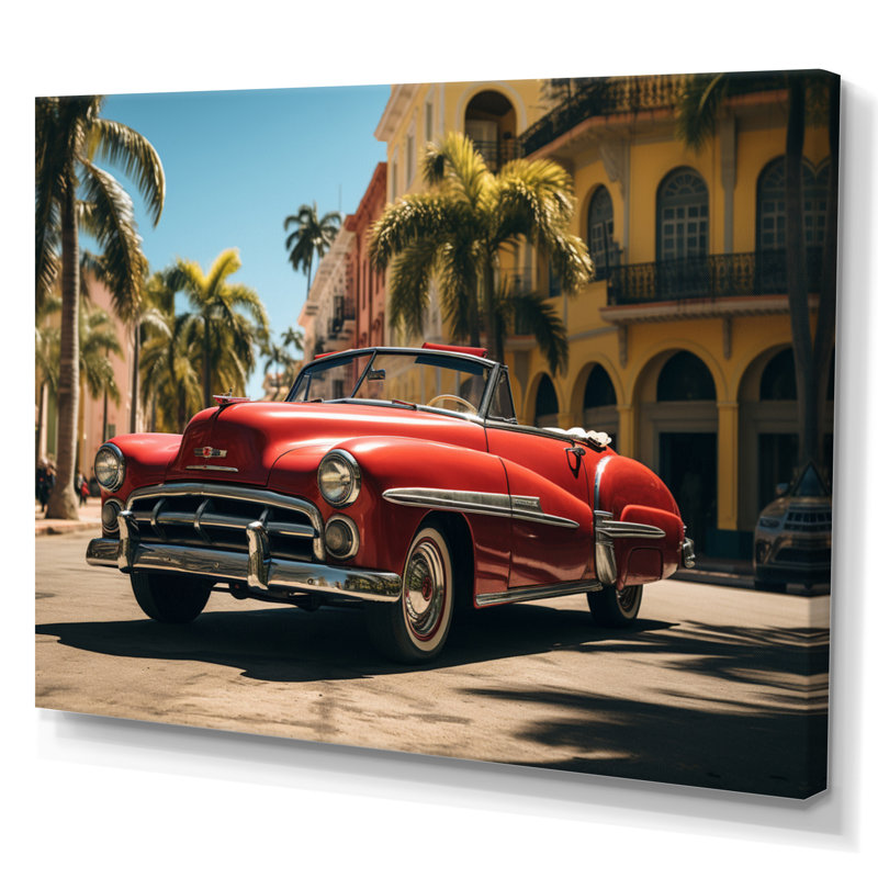 «Miami Cuban Car Influence», reproduction d'art sur toile, 34" H x 44" W, Toile tendue