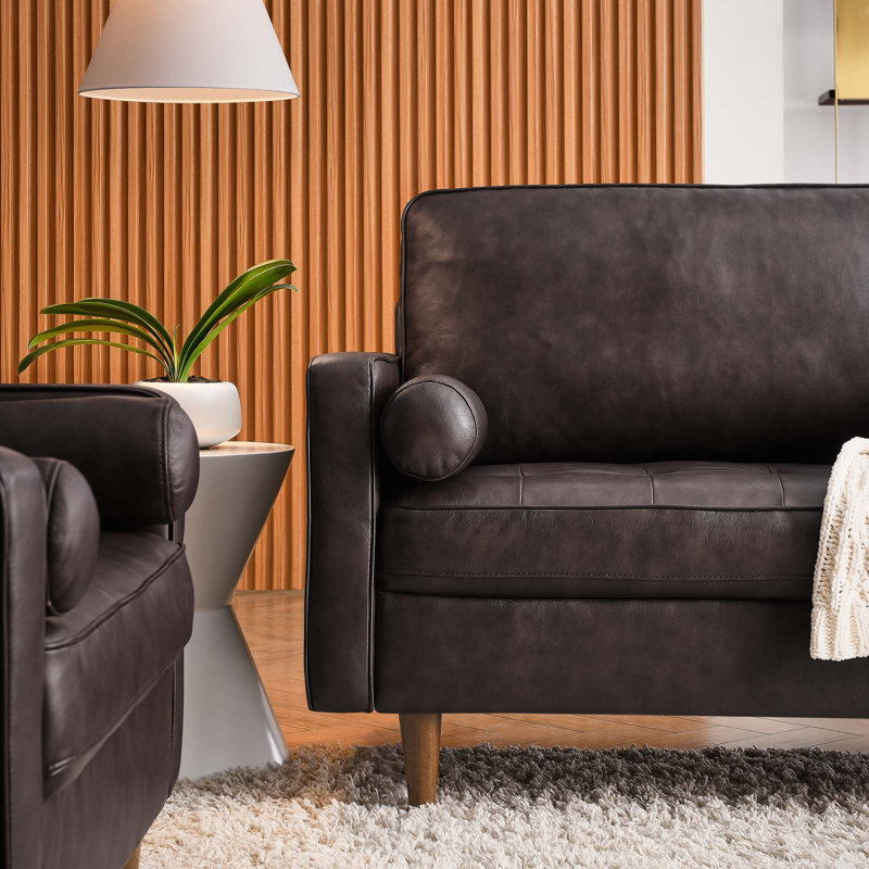 Canapé en cuir 88 po Modway Valor, Similicuir brun