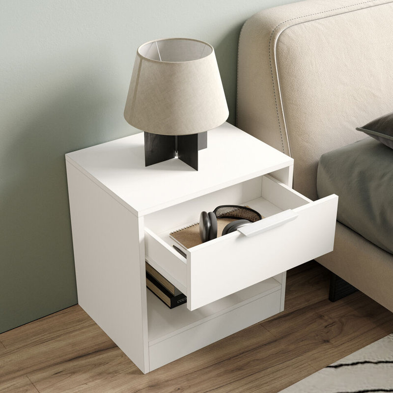 Sydonna 45cm W Solid Wood Bedside Table, White