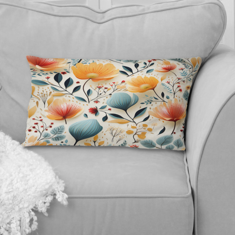 Botanical Pastel Color Flowers Composition III - Coussin décoratif imprimé botanique