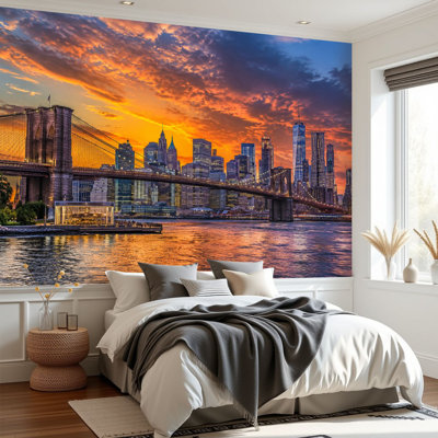 Papier peint adhésif autocollant amovible New York City Skyline, papier contact pour salon, chambre à coucher H 69 po x l 96 po