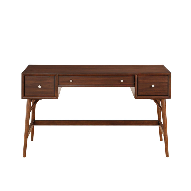 Bureau moderne en brun avec placage en noyer et tiroir