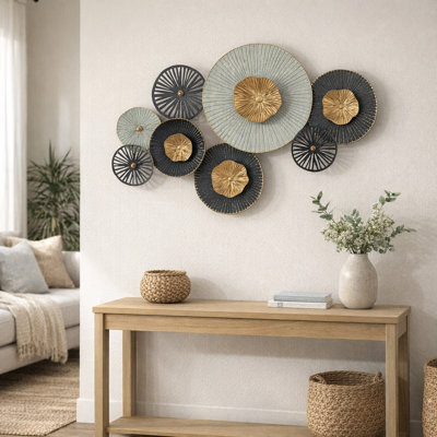 Metal Wall Decor – Abstract Multicolor Wall Art Floral Design, Dimensional Hanging Accent, 35" x 20"