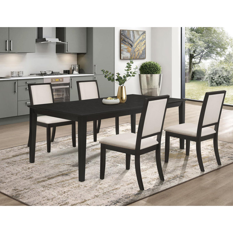Lyndall Extendable Dining Set in Black and Cream, 5