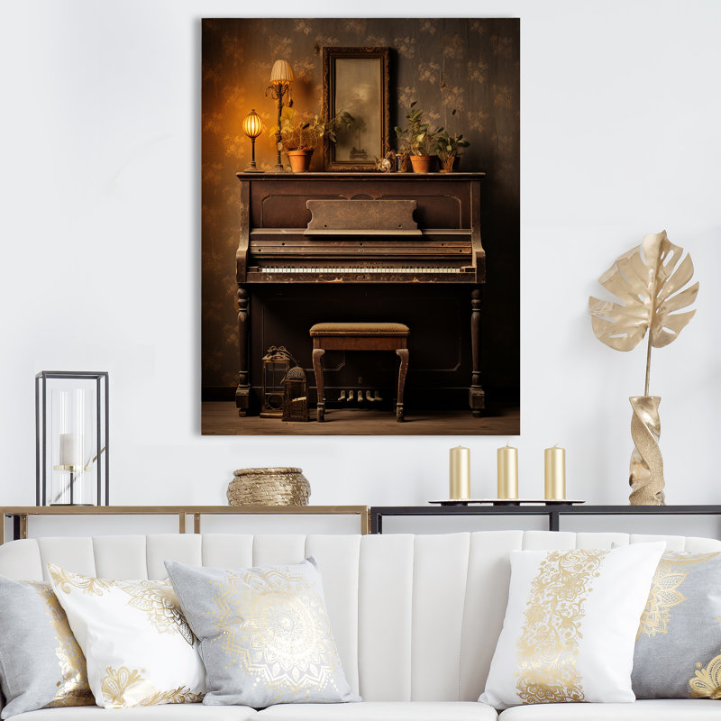 «Vintage Piano Rustic Melody» sur impression sur toile, Toile tendue, H 32 po x l 24 po x P 1 po