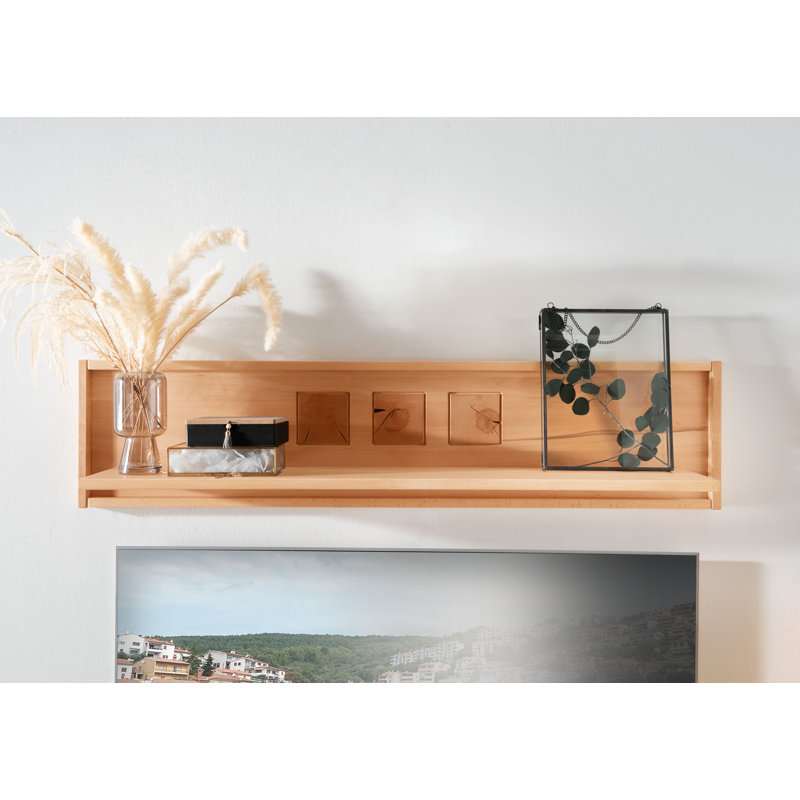 Ahoskie Solid Wood Accent Shelf, 30cm H x 130cm W x 22cm D, Beech