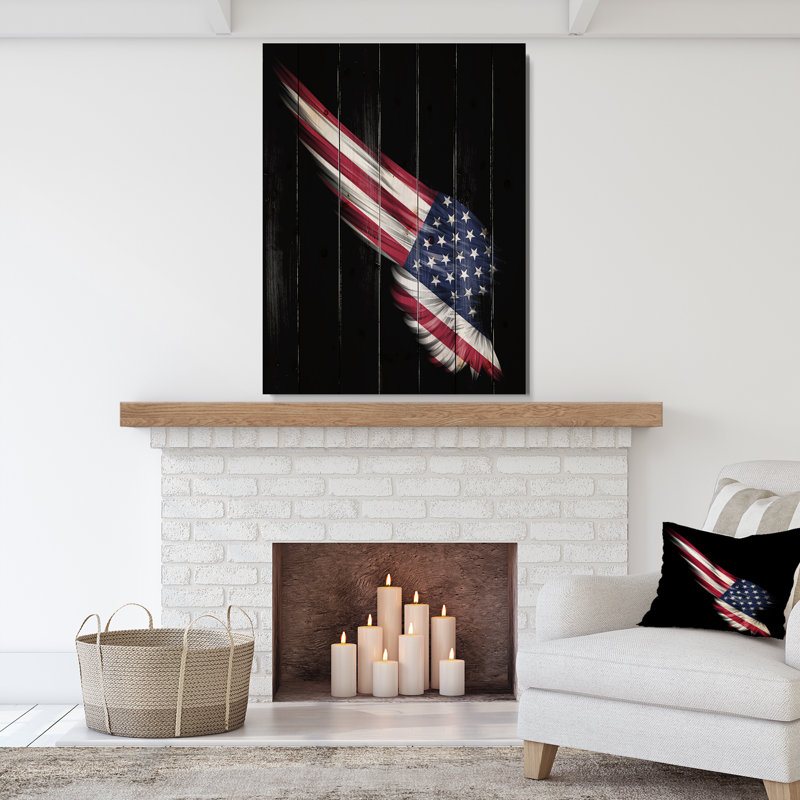« à oreilles avec drapeau american », impression sur image, H 20 po x l 15 po x P 1po, Bois