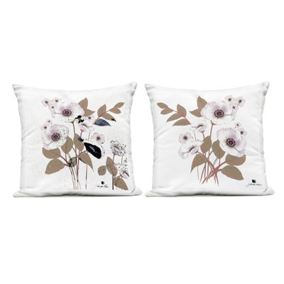 Close Prayers Flowers 2 Piece Outdoor Printed Pillow Set, design by Joan Davis
