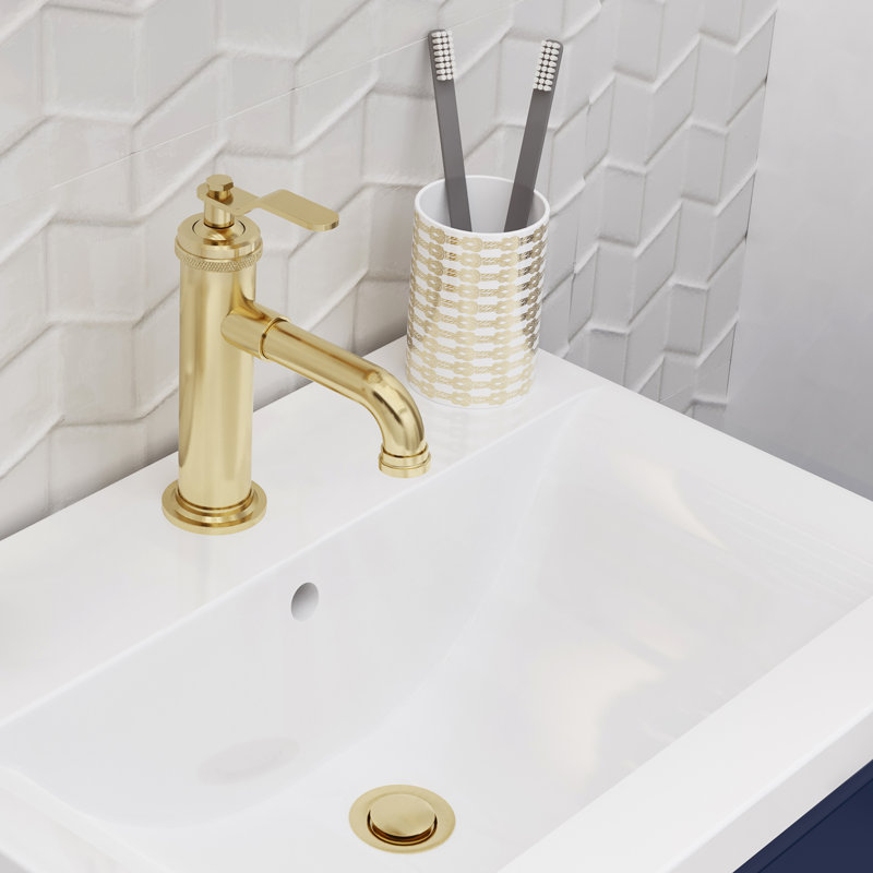 Single-Hole 2-handle Bathroom Faucet with Drain Assembly, Satin Brass