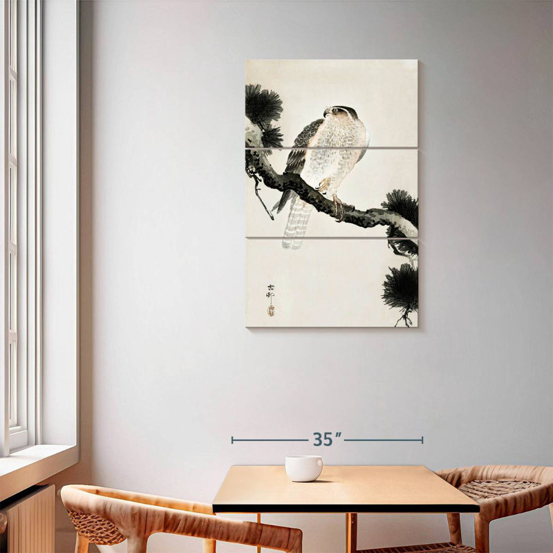 Brampt Hawk On Pine Branch, 57" H x 36" W