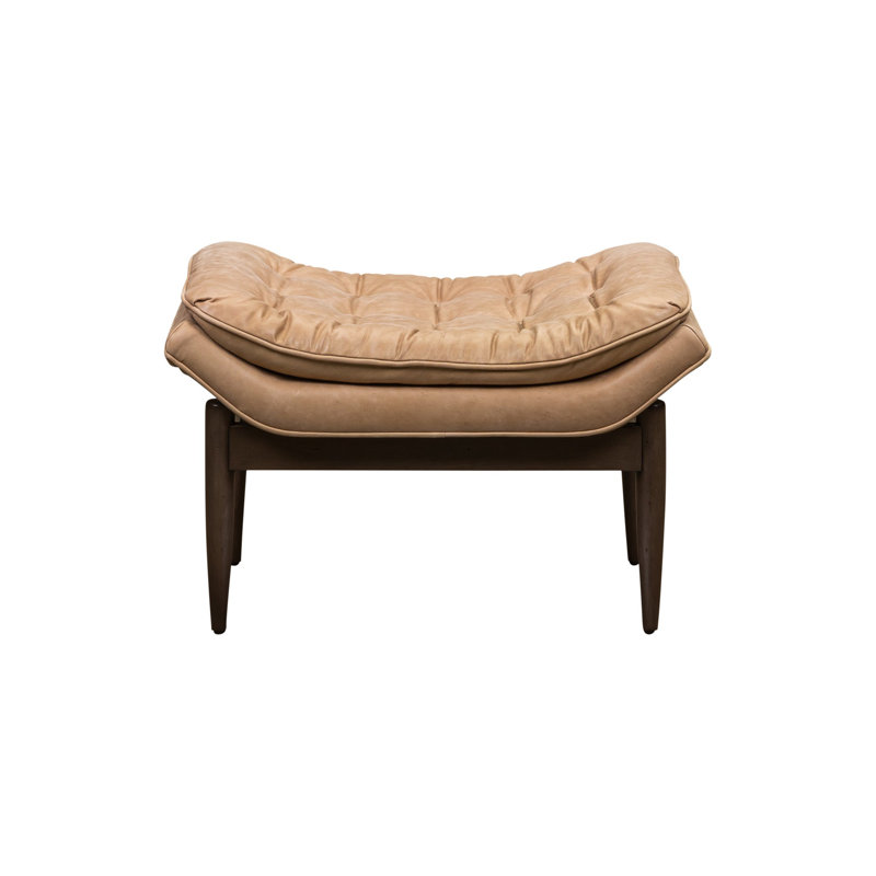 Verona Ottoman in Morgan Flax, Collins Celadon, Dark Brown Wood
