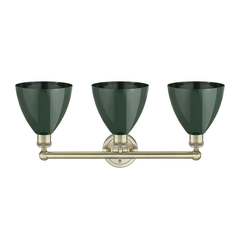 Éclairage pour meuble-lavabo 3 lumières 25,5 pouces Anglie Dome, Vert, Laiton antique