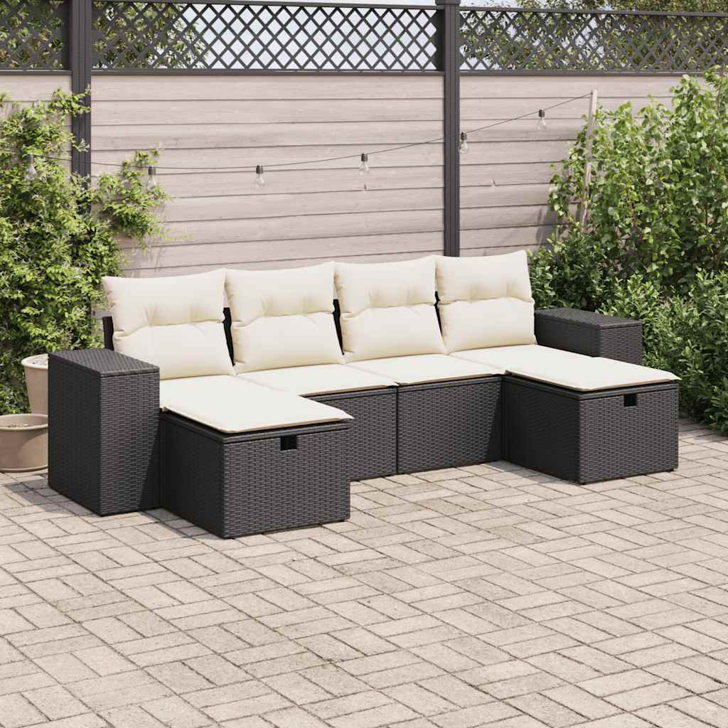 Vidaxl 6-Tlg. Garten-Sofagarnitur Mit Kissen Grau Poly Rattan