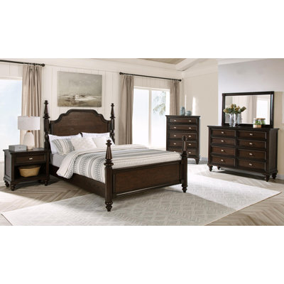 Aneeq 5-piece Eastern King Bedroom Set Dark Oak