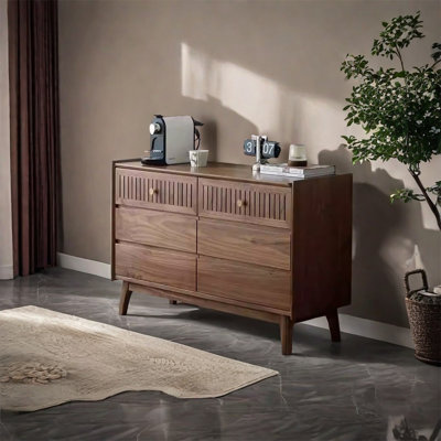 Walnut Cabinet with Mortise-Tenon Sturdy Legs