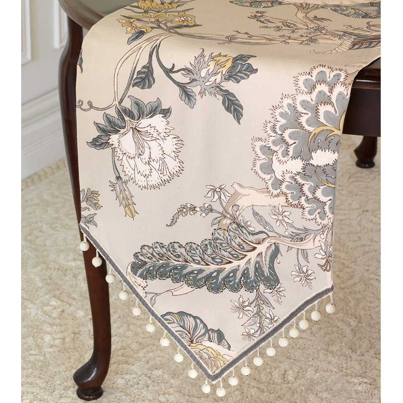 Edith Handmade Floral Table Runnner, 72" L x 16" W