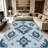 1PC Blue Grey Southwestern Aztec Geometric Printed area rugs for Living Room, Soft and Comfortable, Suitable for all seasons, easy-to-maintain, machine washable Indoor floor mat, Under Table Farmhouse suitable for dining table, kitchen, bedroom,-129450540