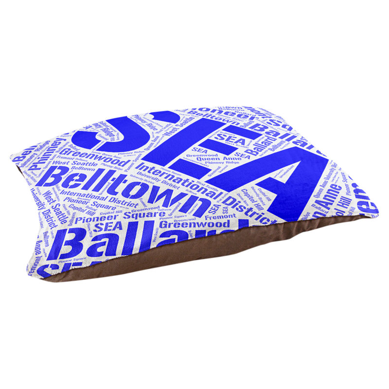 Coussin de chien « districts », Moyen (H 9,5 po x l 28 po x P 18 po), Bleu, Seattle
