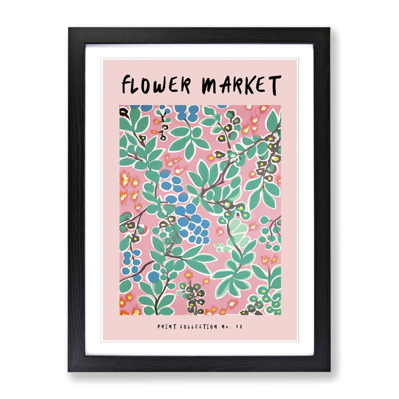 Pink Flower Market Exhibition No.12 1 Piece Single Picture Frame Wall Art, 46cm H x 34cm W x 2cm D