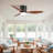 42 Inch Ceiling Fans With Lights, Flush Mount Low Profile, 3 ABS Blades Ceiling Fan With Light And Remote, 6-Speed, Reversible DC Motor, Noiseless, For Bedroom, Indoor/Outdoor, Black+Walnut