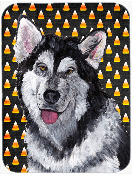 Planche à découper en verre caroline trésors effet velours alaskan malamute Halloween Candy Corn