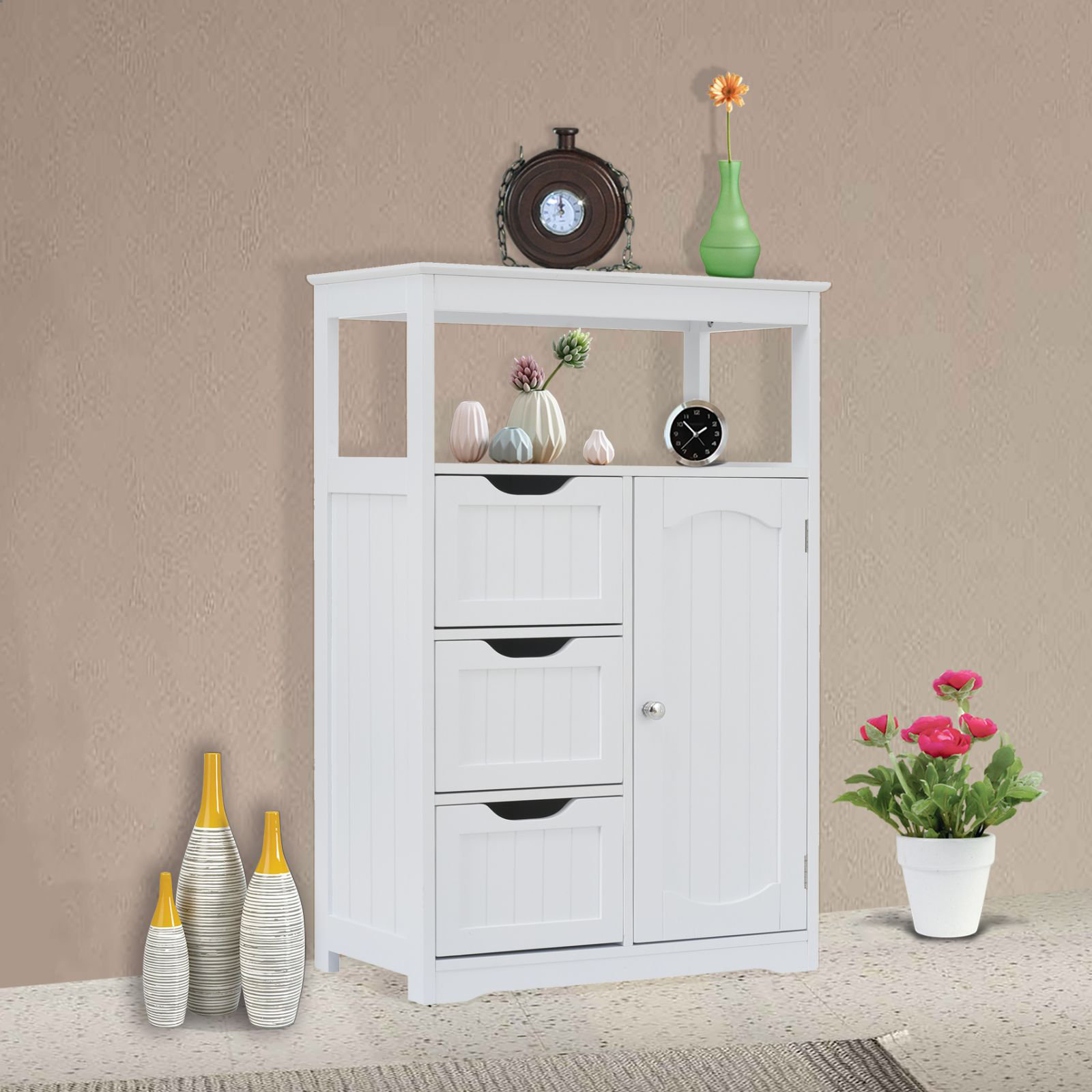 Deprise White Bathroom Storage Cabinet Ebern Designs