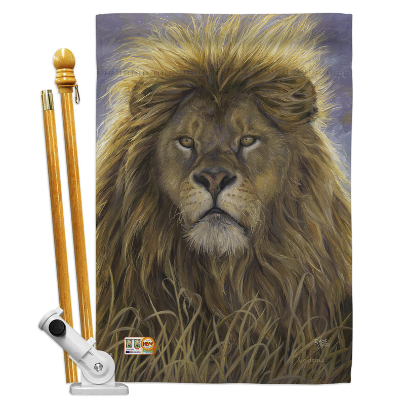 Polyester à 2 côtés 40 x 28 po lion ensemble de drapeau