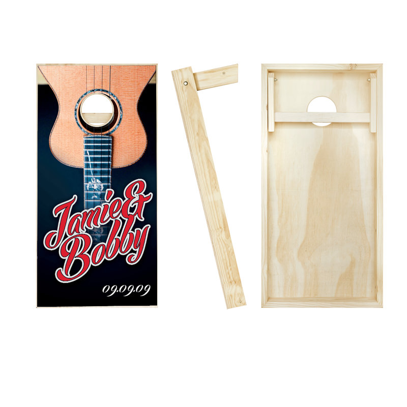 Ensemble de jeu de cornhole en bois massif 2 po x 4 pi, Rouge / royal