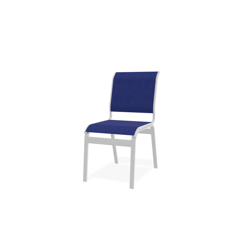 Chaise d'appoint de salle à manger Hiraku, Atlantis bleu royal Sunbrella®, Blanc texturé