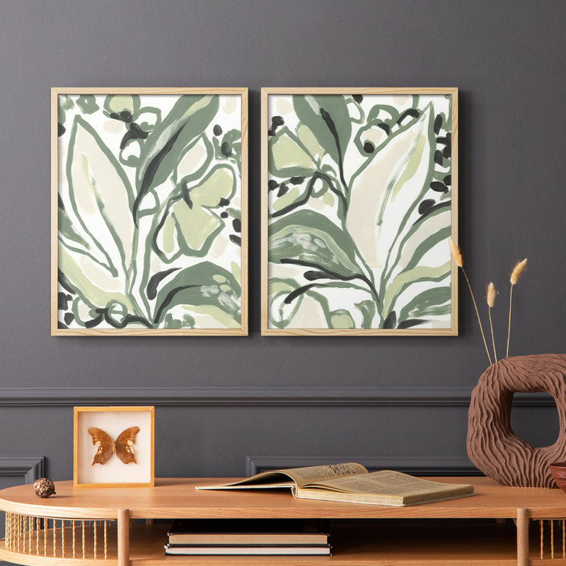 «Foliage Rhythm I», reproduction encadrée de qualité supérieure - prête à être accrochée - aucun clou requis - aucun clou requis