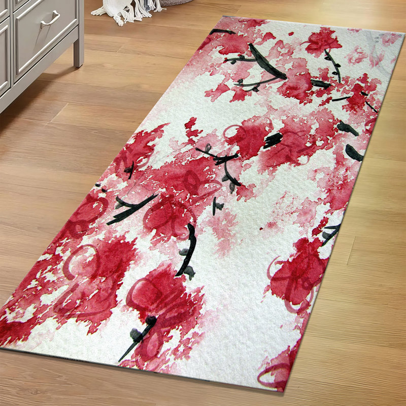 High-Quality Soft Pile Rug with Elegant Floral Design for Stylish Home Decoration in Bold Hues, Runner 2'8" x 6'7"