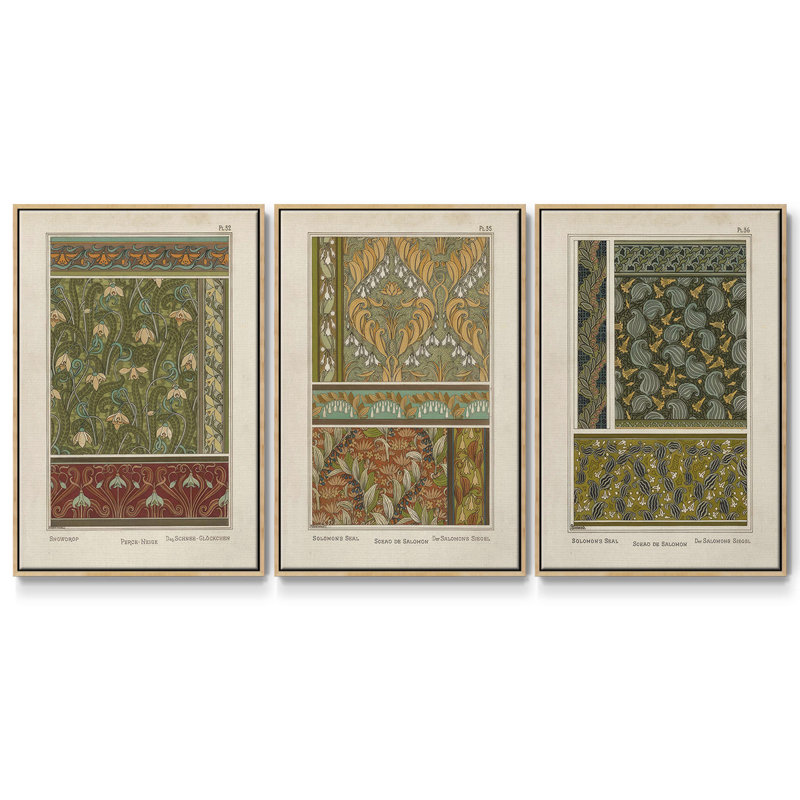 Nouveau Decorative IV - Ensemble de 3 reproductions sur toile, H 40 po x l 78 po, Bois naturel