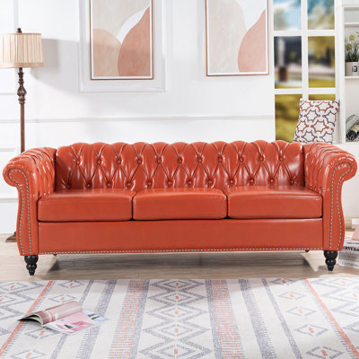 84" Rolled Arm Chesterfield 3 Seater Sofa